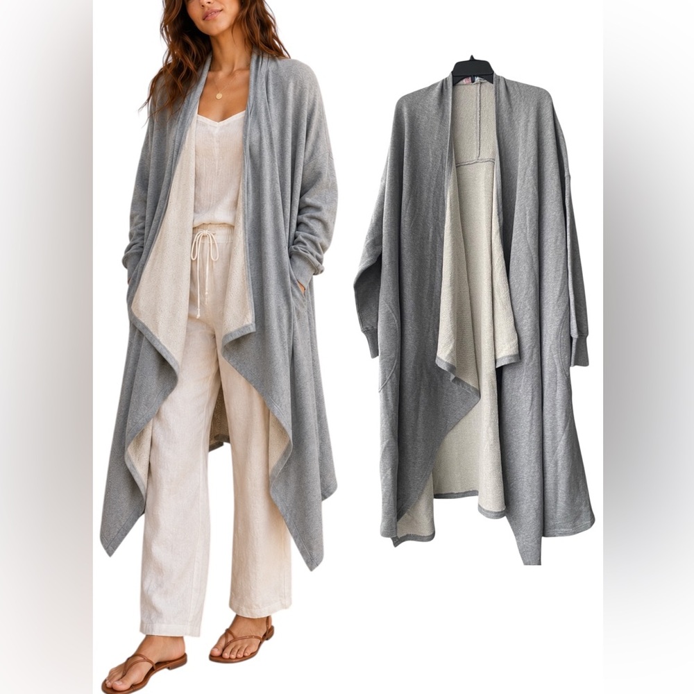 Free People FP Beach Gray Oversized Draped Cardigan Duster NWT XS/S